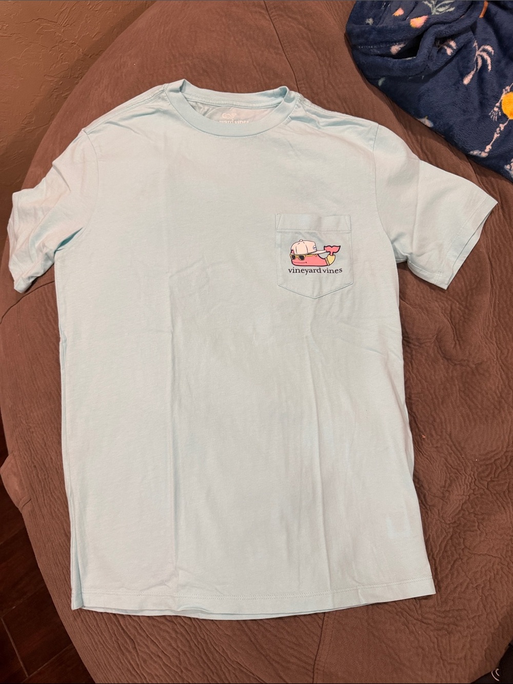 Vineyard Vines Light Blue Pocket Tee with Whale Patch